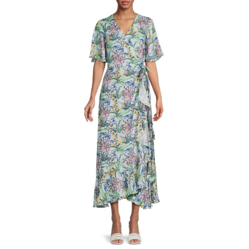 J. Mclaughlin ‘Audette Gardenside’ Silk Blend Floral Wrap Dress, size S